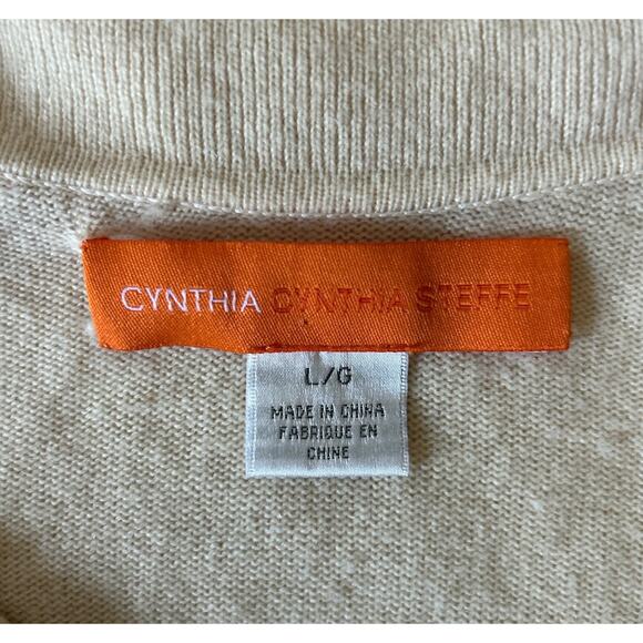 Cynthia Cynthia Steffe Large Cashmere Wool Blend Cream Shawl Collar Cardigan - Picture 6 of 7